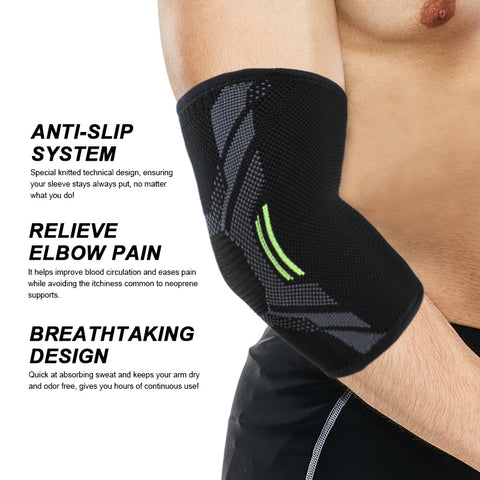 Image of Elbow Brace Compression Support Sleeve Pad Tendonitis Protector Reduce Pain