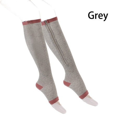 Image of Open Toe Copper Leg and Knee Compression Socks Support