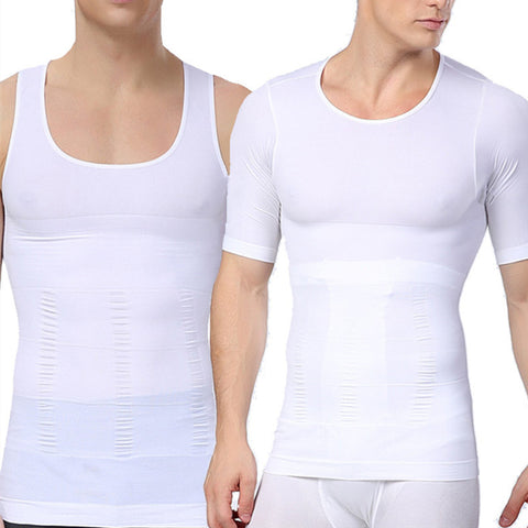 Image of Men Body Shapewear T-shirt Abdomen Control Belly Trimmer Waist Trainers