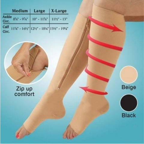 Image of Open Toe Copper Leg and Knee Compression Socks Support