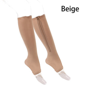 Open Toe Copper Leg and Knee Compression Socks Support